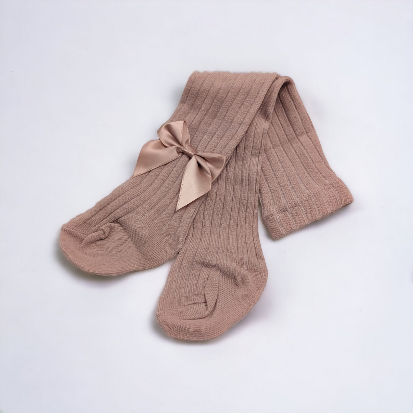 Ribbed Baby Bow Tights