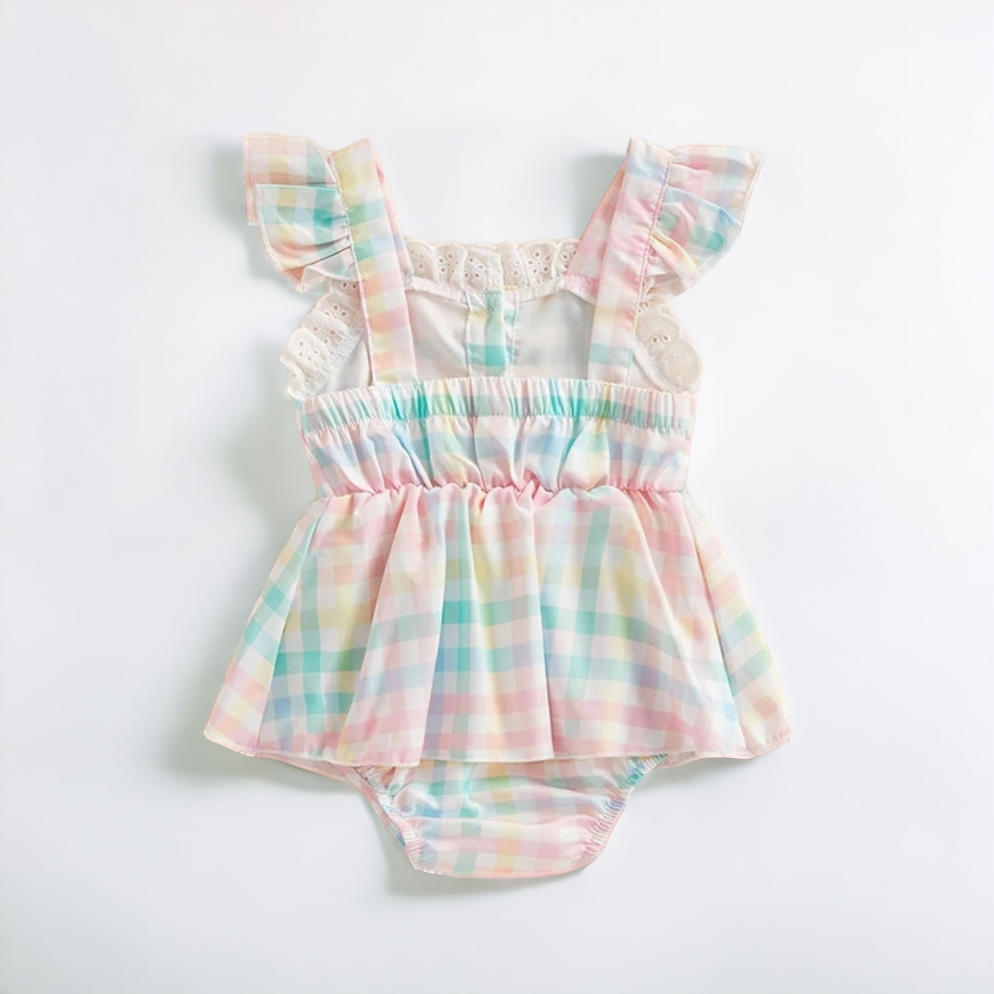 Pastel Rainbow Check Romper