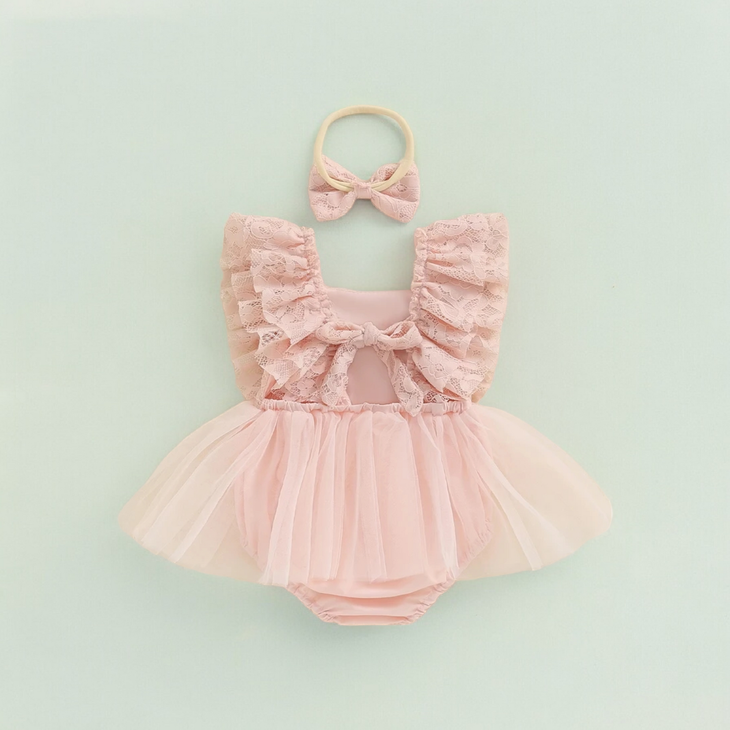 Pink Lace Tutu Romper and Headband