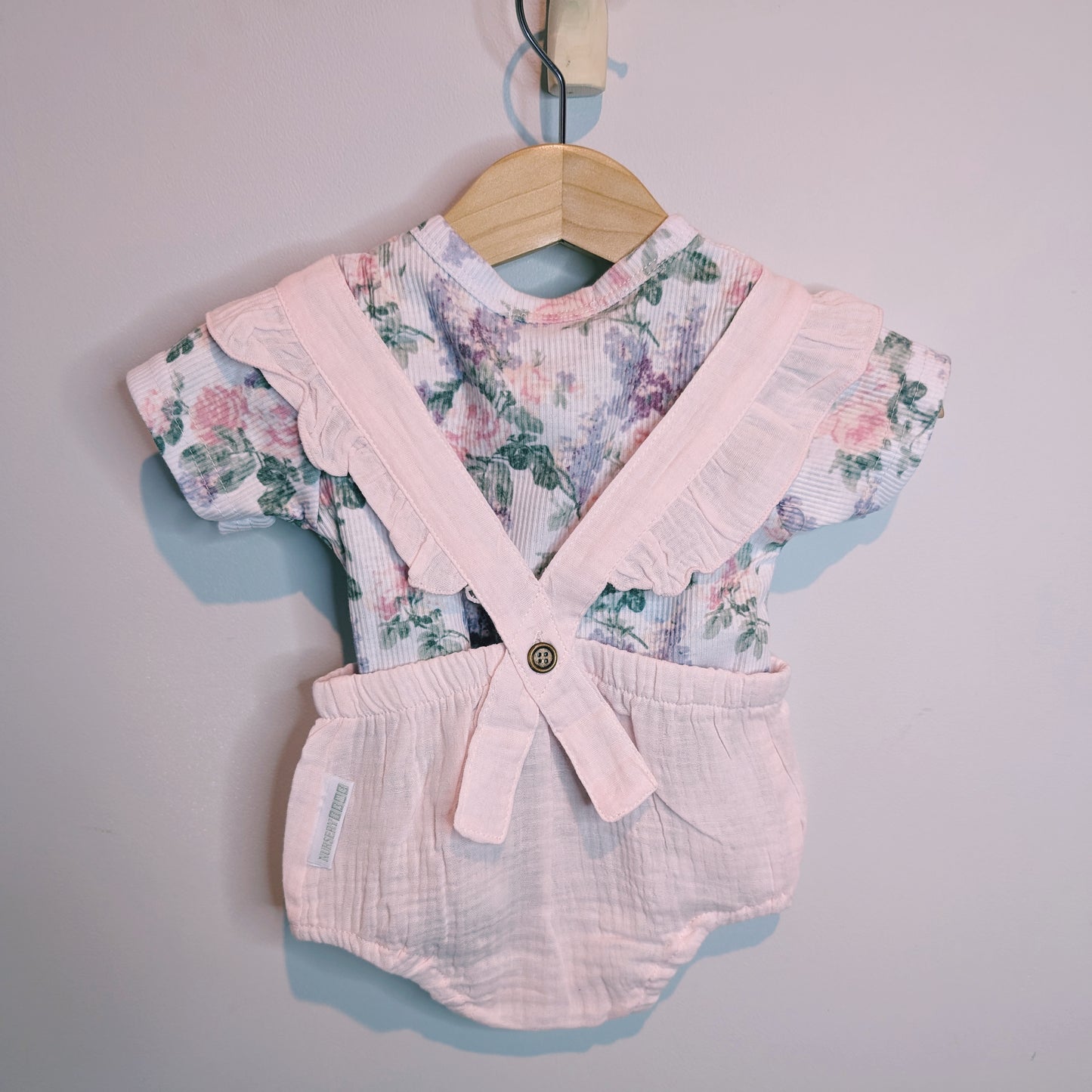 Pink and Floral Romper Set