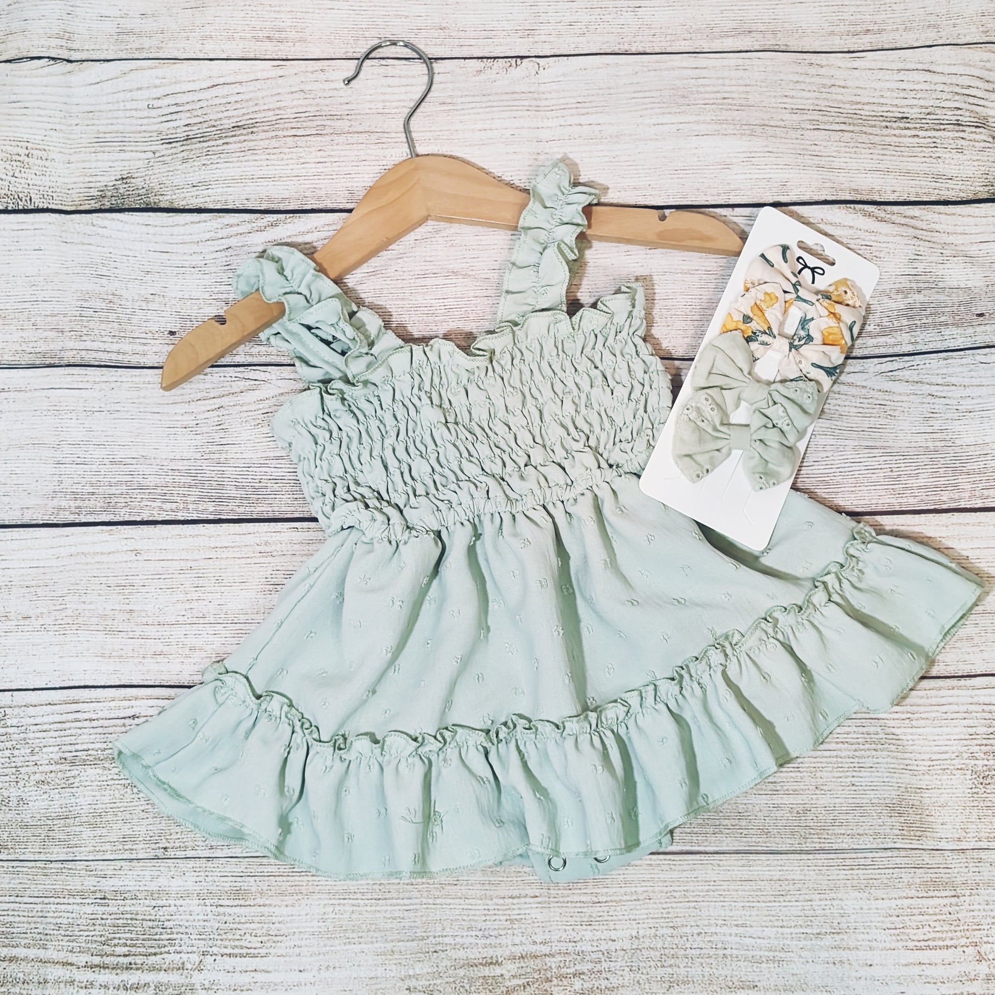 Sage Romper Dress and Headband