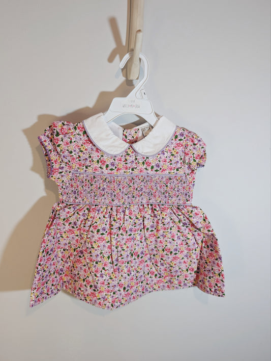 Pink Floral Smocked Dress