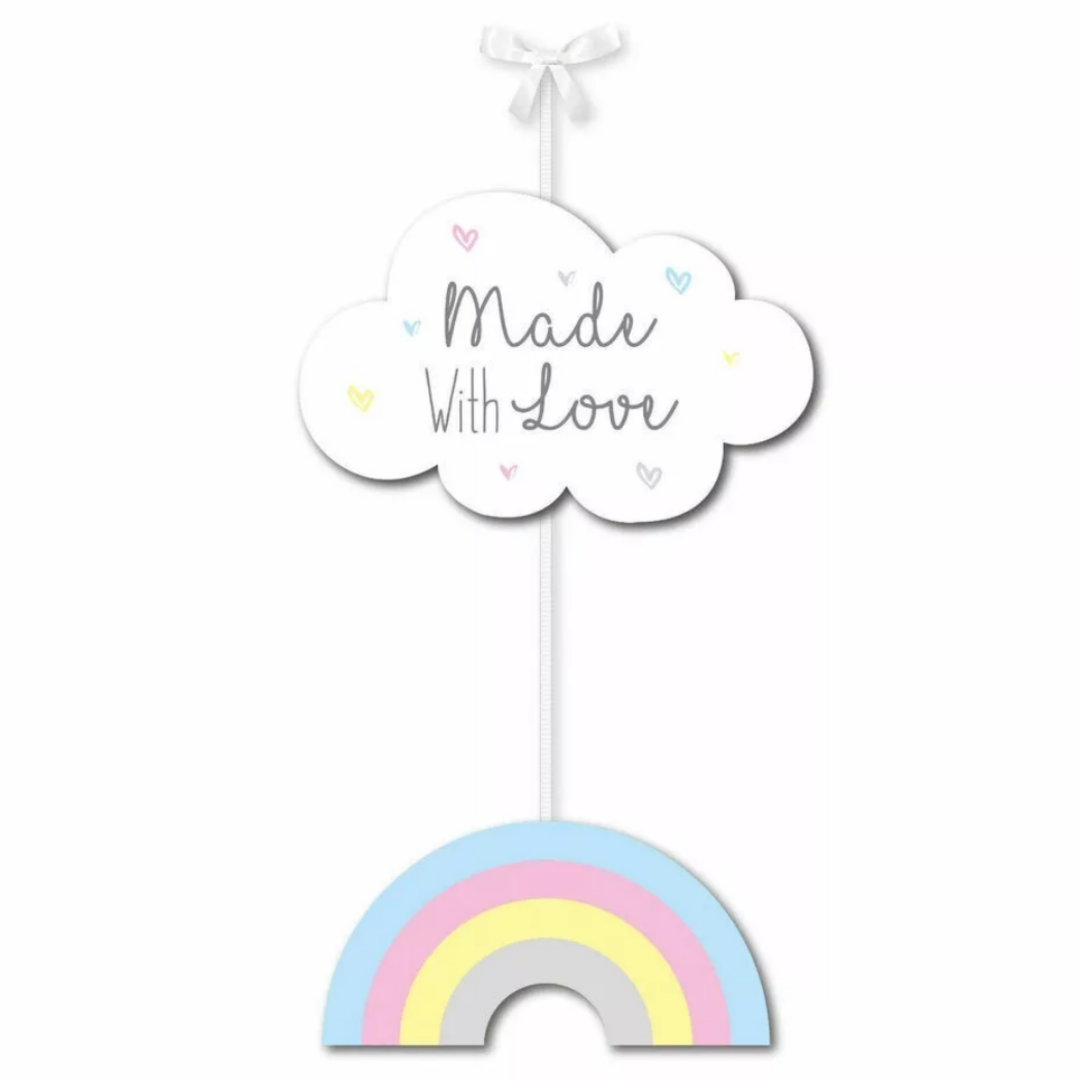 Rainbow 'Made With Love' Nursery Wall Sign