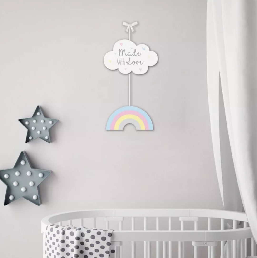 Rainbow 'Made With Love' Nursery Wall Sign