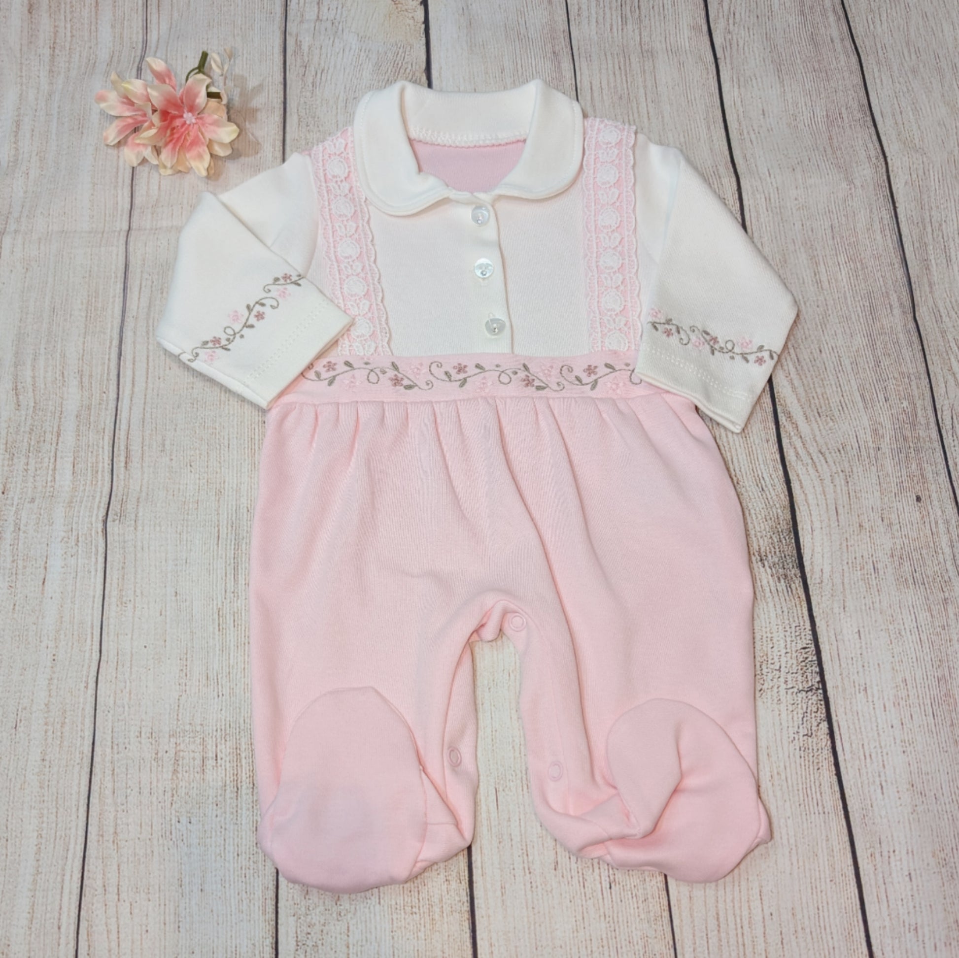 Pink Spanish Embroidered Romper