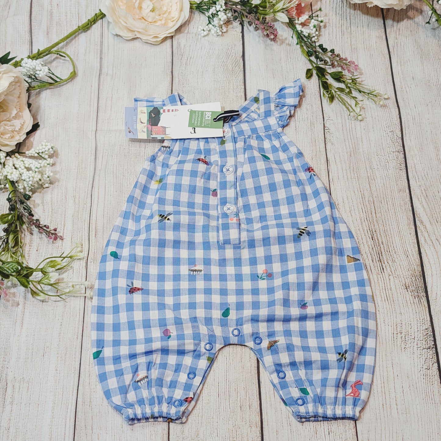 Ex Joules Blue Check Romper