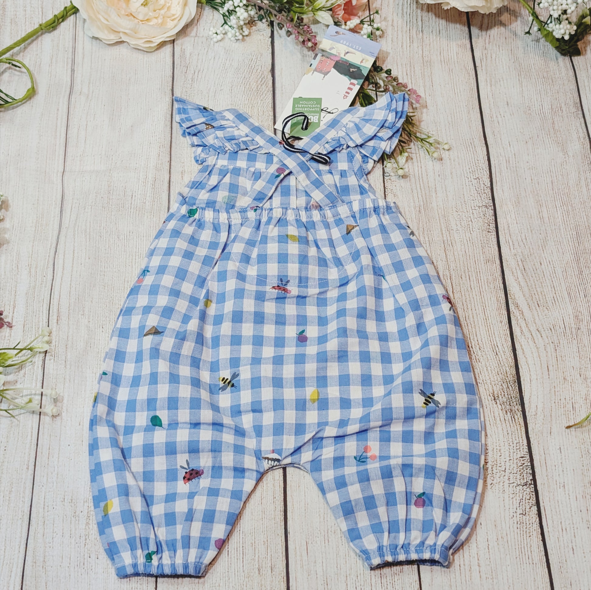 Ex Joules Blue Check Romper