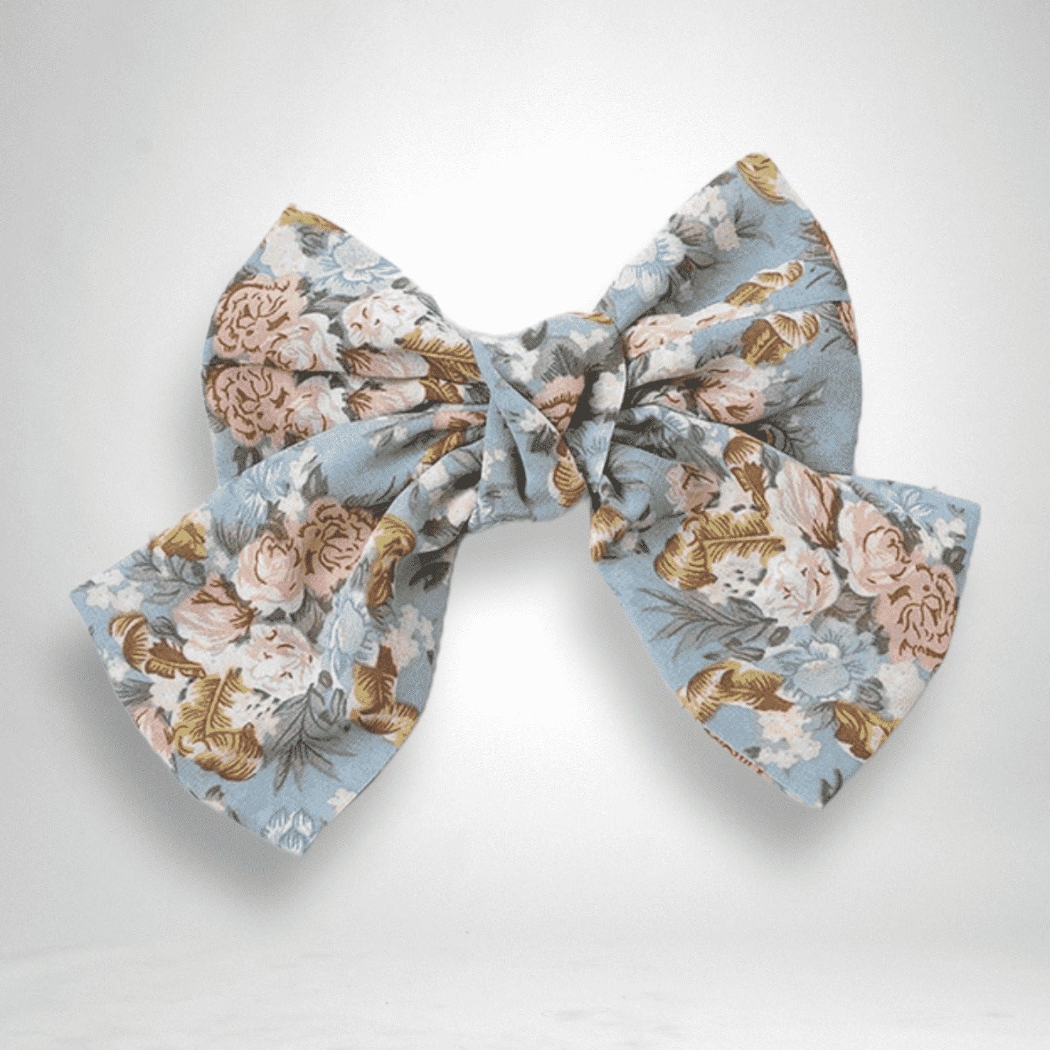 Blue Large Floral Bow Clip